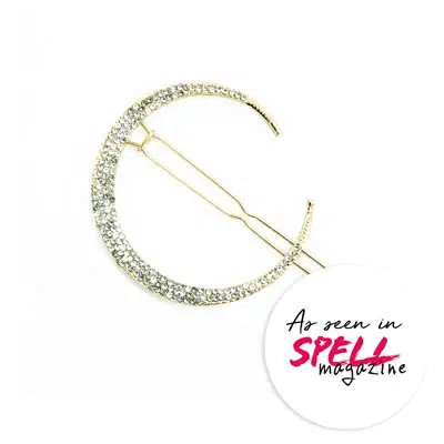 Moon flair sparkly hair clip as seen in Spell Magazine