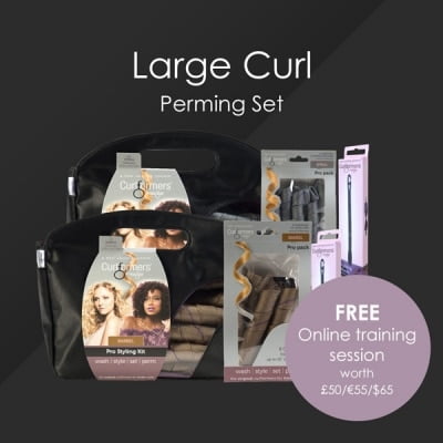 HairFlair Pro Large Curl Perming Set, comprising Barrel Curlformers® Styling Kit and Top up Pack, Spiral Curlformers® Styling Kit and Top up Pack, two additional Styling Hooks with a FREE Online Training session